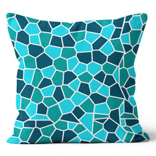 Load image into Gallery viewer, Blue Green Turquoise Tile Pillow