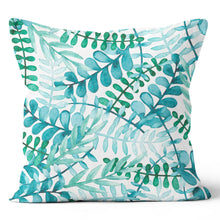 Load image into Gallery viewer, Leafy Blue Green Pillow