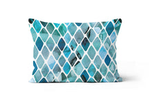 Load image into Gallery viewer, Painted Tile Blue Turquoise Lumbar Throw Pillow