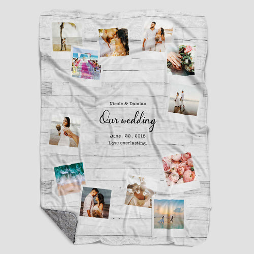 Wedding, Personalized Photo Throw Blanket 60x80, 70x60, 50x60 