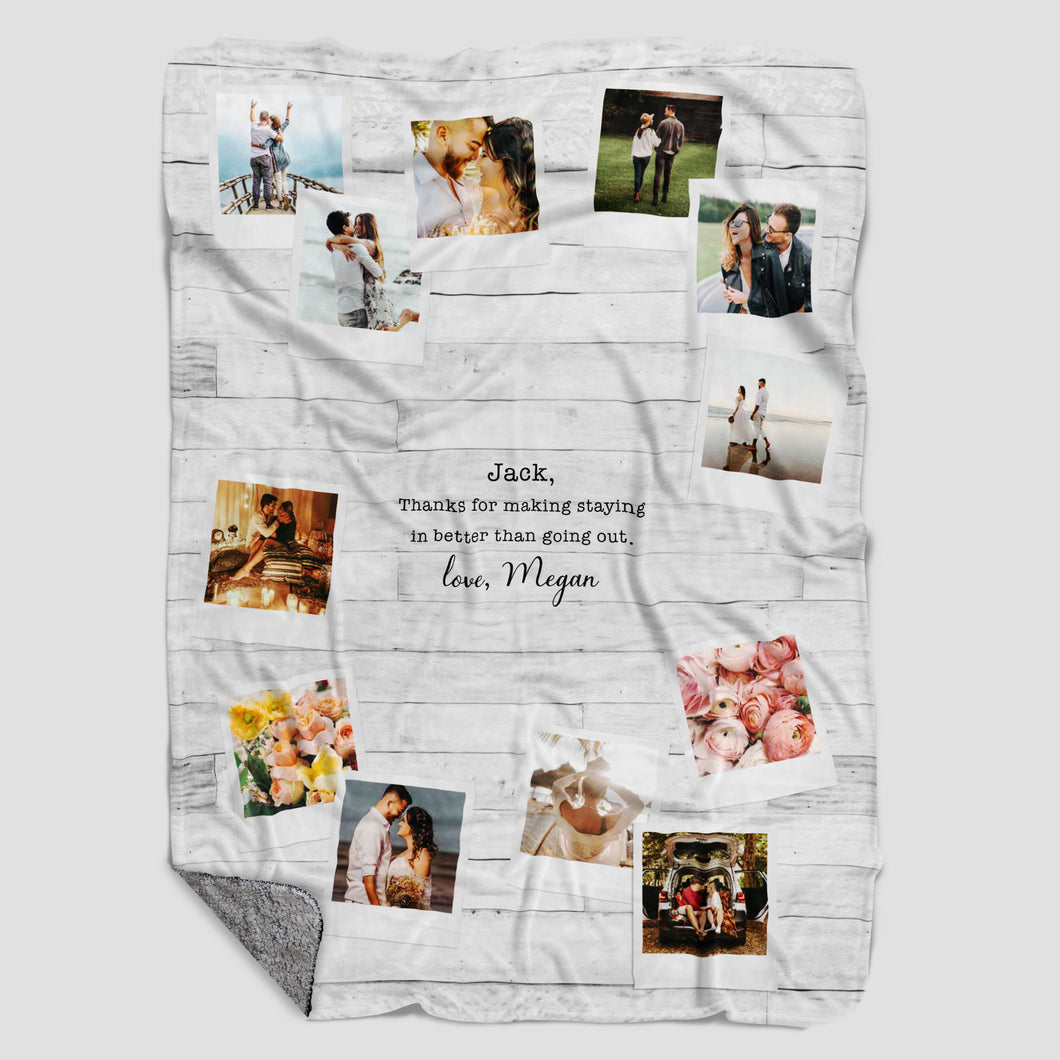 Wedding Anniversary Sherpa Personalized Photo Blanket 
