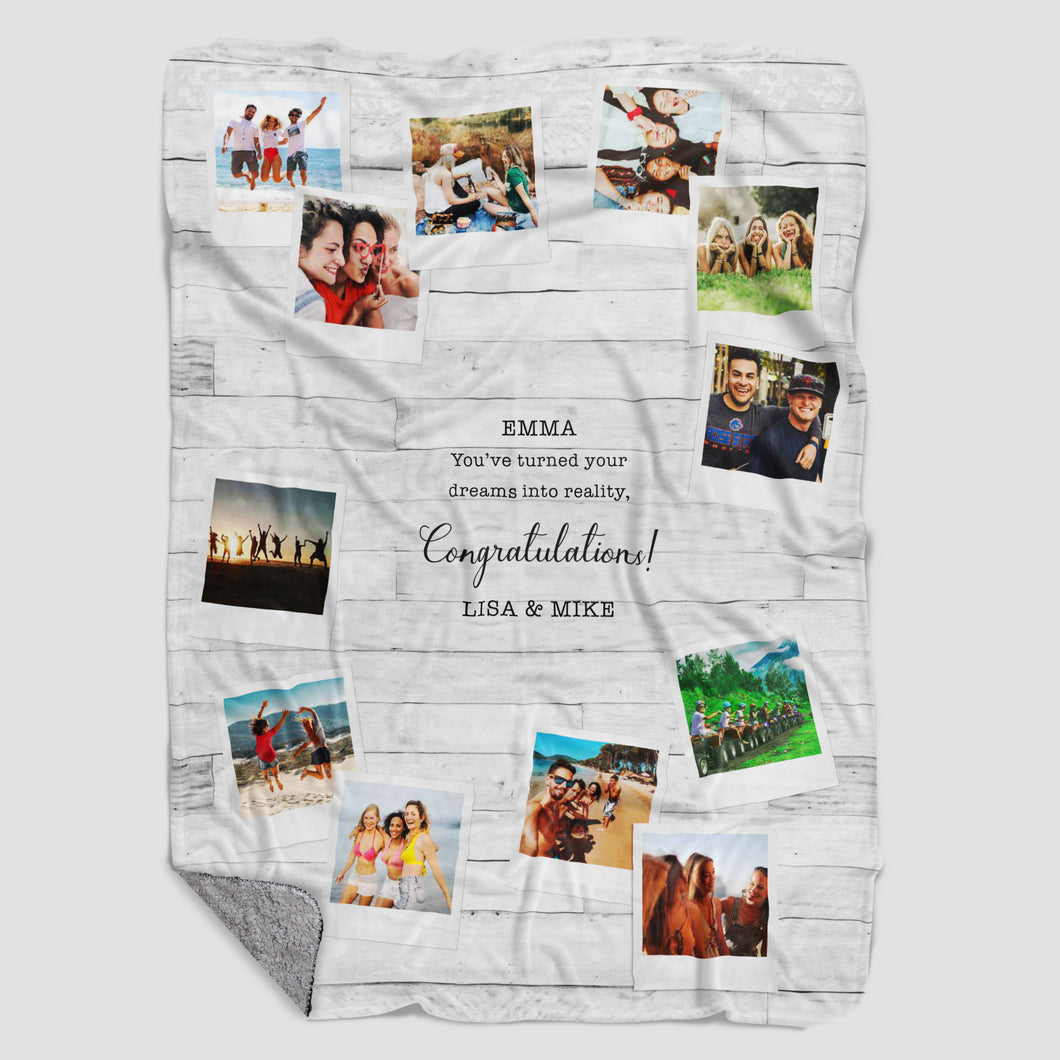 Congratulations Personalized Photo Throw Blanket 