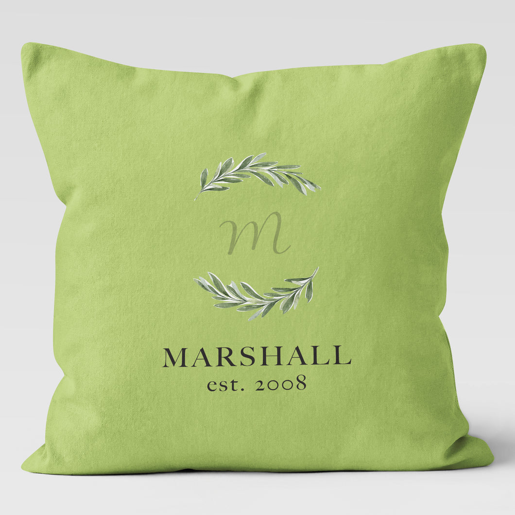 Wedding Monogram Personalized Custom Throw Pillow Cushion 18x18 & 20x20