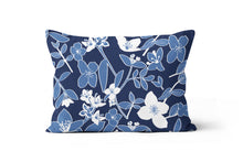 Load image into Gallery viewer, Simple Floral Blue and White Lumbar Throw Pillow
