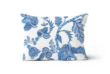 Load image into Gallery viewer, Pleasant Floral Blue White Lumbar Throw Pillow
