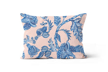 Load image into Gallery viewer, Pleasant Floral Pink and Blue Lumbar Throw Pillow  Cushion Cover
