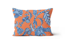 Load image into Gallery viewer, Pleasant Floral Orange and Blue Lumbar Throw Pillow Cover
