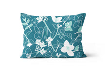 Load image into Gallery viewer, Simple Floral Teal Pillow Cover
