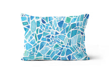 Load image into Gallery viewer, Teal Blue Tile Lumbar Throw Cushion Pillow 
