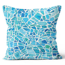 Load image into Gallery viewer, Blue Turquoise Tile Throw Pillow Cushion 
