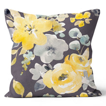 Load image into Gallery viewer, Yellow Flower Charcoal Pillow 18x18 &amp; 20x20
