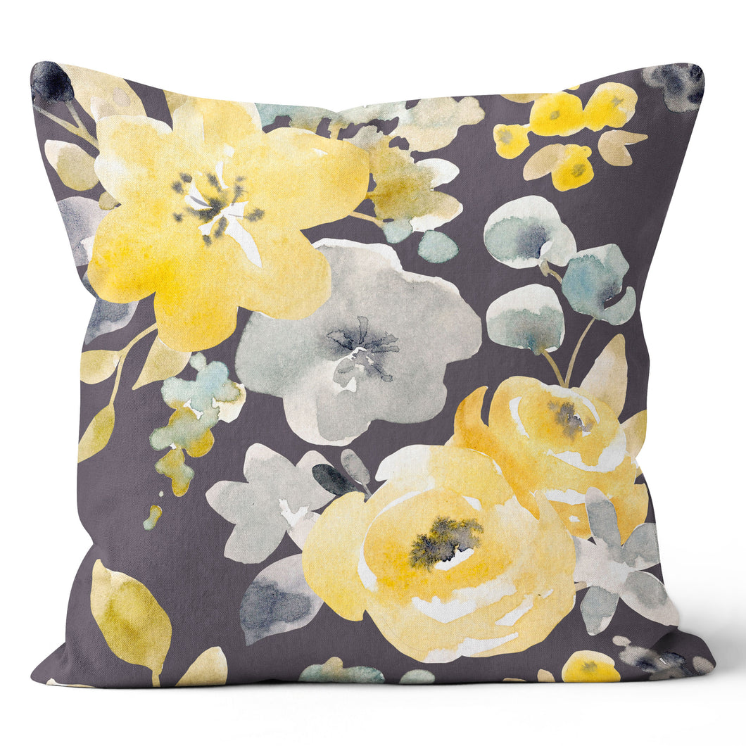 Yellow Flower Charcoal Pillow 18x18 & 20x20
