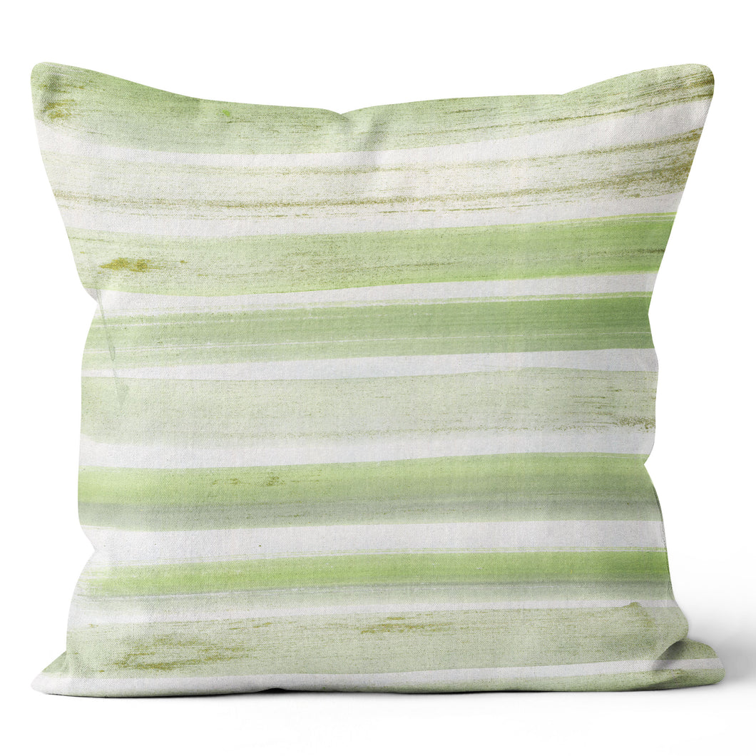 Beachy Green Lines Throw Pillow Cushion Cover