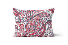 Load image into Gallery viewer, Red Navy Floral Lumbar Throw Pillow
