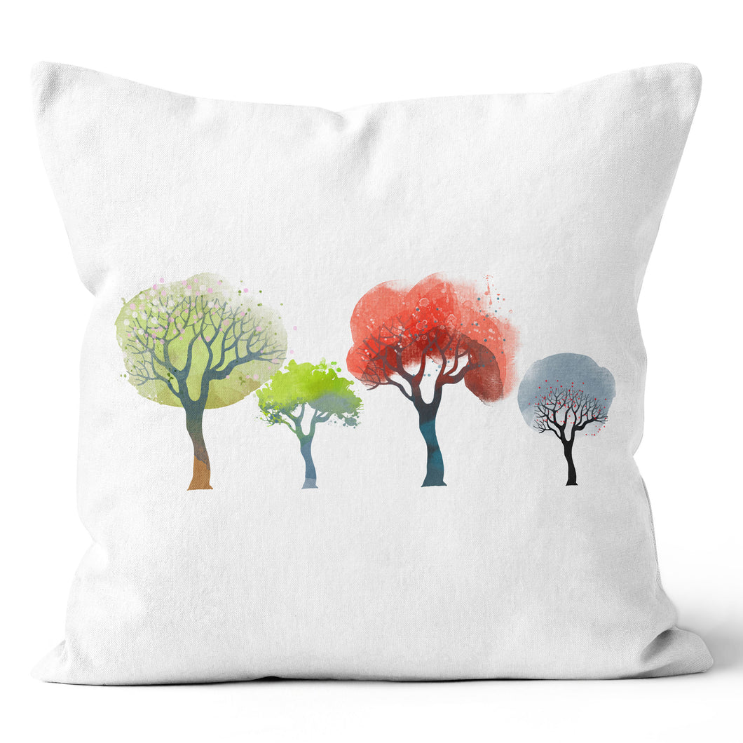 Green, Red, Grey Vibrant Tree Throw Cushion Pillow 18x18 & 20x20 