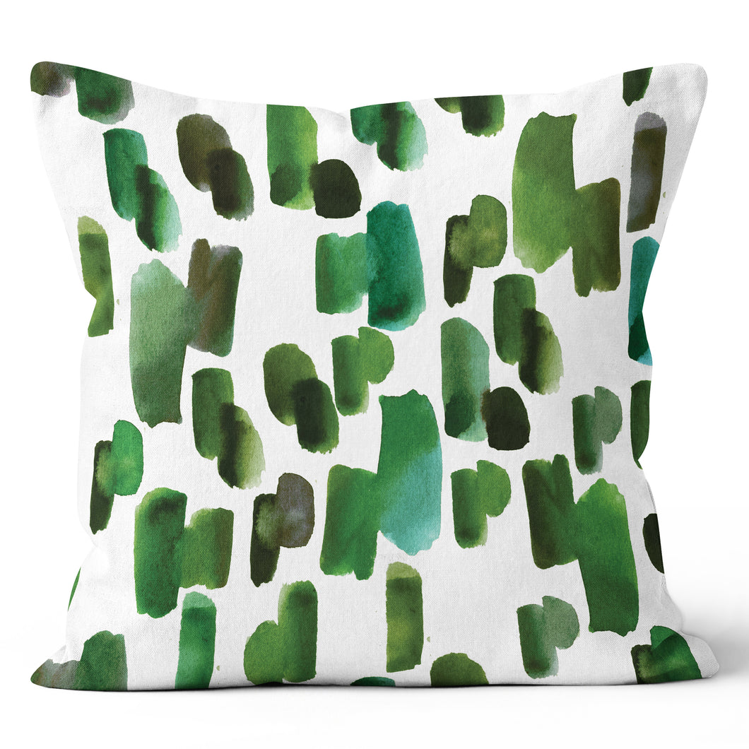 Paint Strokes Green Pillow Cover