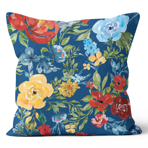Blue Red Yellow Green Floral Pillow 