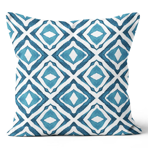Canadian Made, Eye Of The Storm Blue & White Print Throw Pillow Cushion 