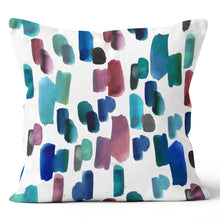 Load image into Gallery viewer, Painted Strokes Blue Green Purple Throw Cushion
