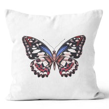 Load image into Gallery viewer, Red and Blue Painted Butterfly Throw Pillow 
