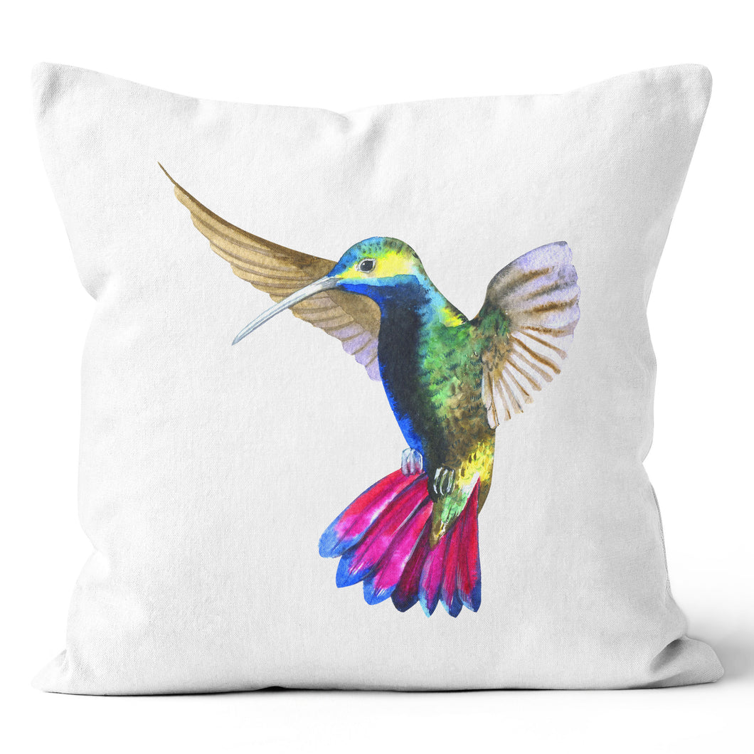 Pink Blue Green Yellow Hummingbird Throw Cushion Pillow 