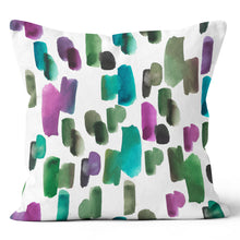 Load image into Gallery viewer, Purple Teal Green Paint Strokes Throw Cushion Pillow 
