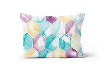 Load image into Gallery viewer, Teal Yellow and Purple Tile Print Lumbar Throw Cushion Pillow 
