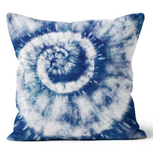Load image into Gallery viewer, Blue and White Seashell Swirl Throw Pillow 
