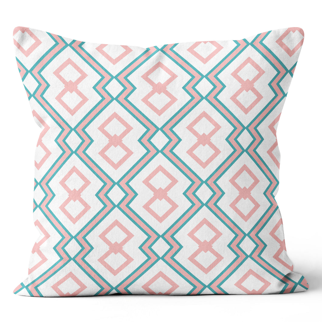 Pink Linked Rhombus Pillow Cover