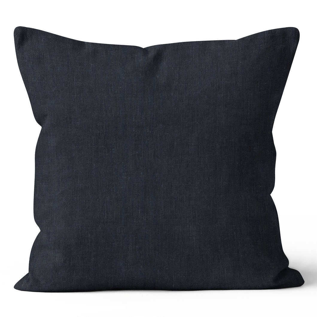 Navy Linen Throw Pillow 20x20