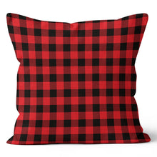 Load image into Gallery viewer, Red and Black Buffalo Check Throw Cushion Pillow
