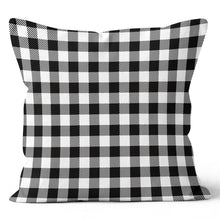 Load image into Gallery viewer, Canadian Zed Black and White Gingham Print Pillow
