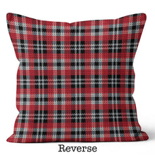 Load image into Gallery viewer, 2 in 1 Red, Black and White Tartan Plaid Print With Moose Throw Pillow 20x20 and 18x18
