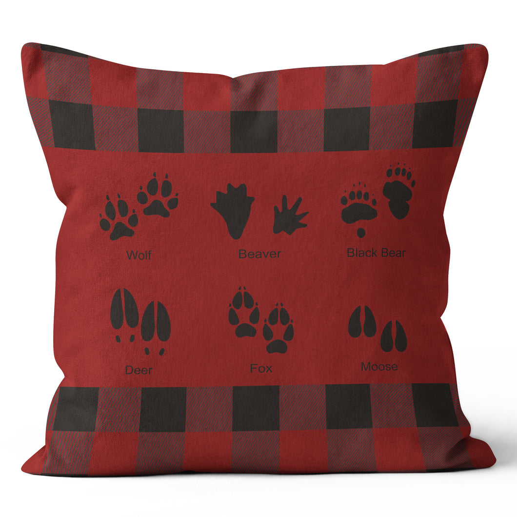 Wolf, Beaver, Black Bear, Deer, Fox, Moose Buffalo Check Print Throw Pillow Cushion 20x20 & 18x18  