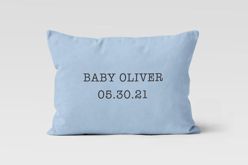 Baby Name and Birth Date  Personalized Throw Pillow 12x20 