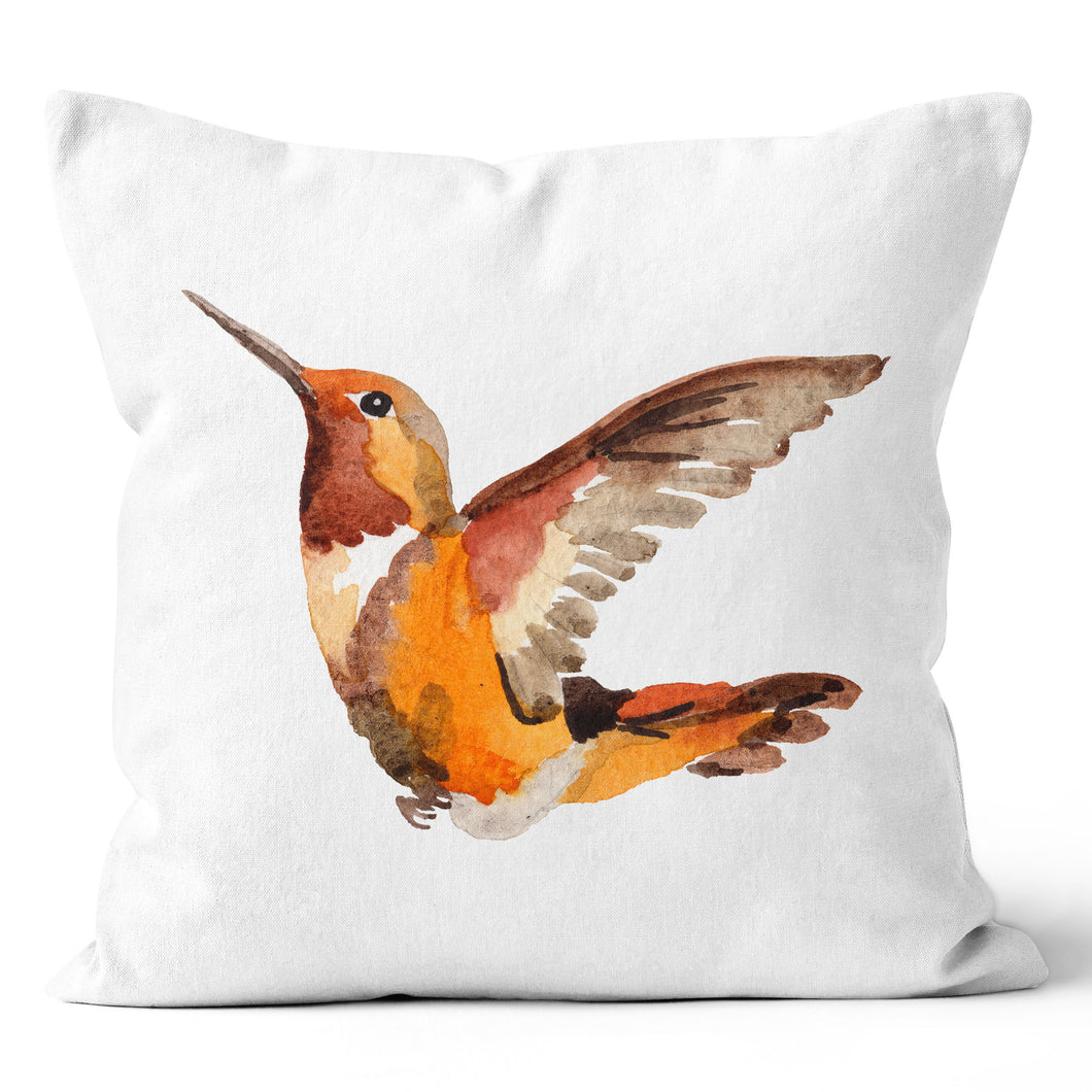 Rufous Hummingbird, bright rufous-brown red-organge colour throw pillow cushion 18x18 & 20x20
