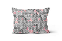 Load image into Gallery viewer, Grey Pink Cubes Pillow Cover
