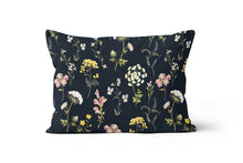 Load image into Gallery viewer, Navy Yellow Pink Green Floral Throw Pillow
