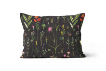 Load image into Gallery viewer, Black, Pink, Green, Yellow, Purple, Blue Floral Lumbar Pillow 12x20
