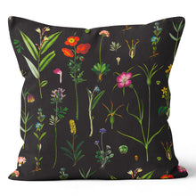 Load image into Gallery viewer, Black, Pink, Red, Green, Blue, Purple and Yellow  Floral Pillow 18x18 &amp; 20x20 
