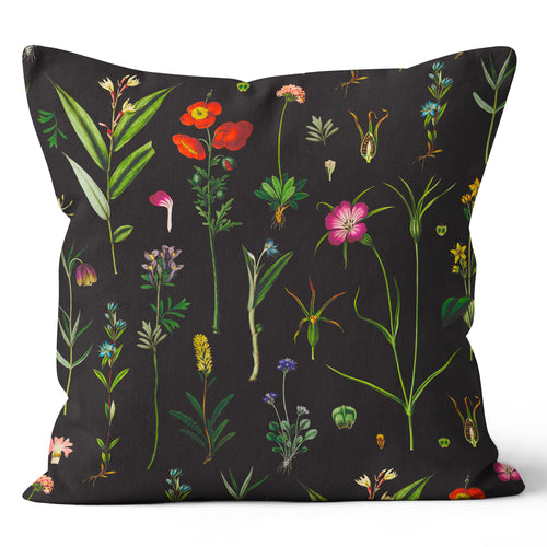 Black, Pink, Red, Green, Blue, Purple and Yellow  Floral Pillow 18x18 & 20x20 