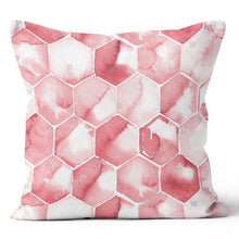 Load image into Gallery viewer, Pink White Hexagons Pillow Cover

