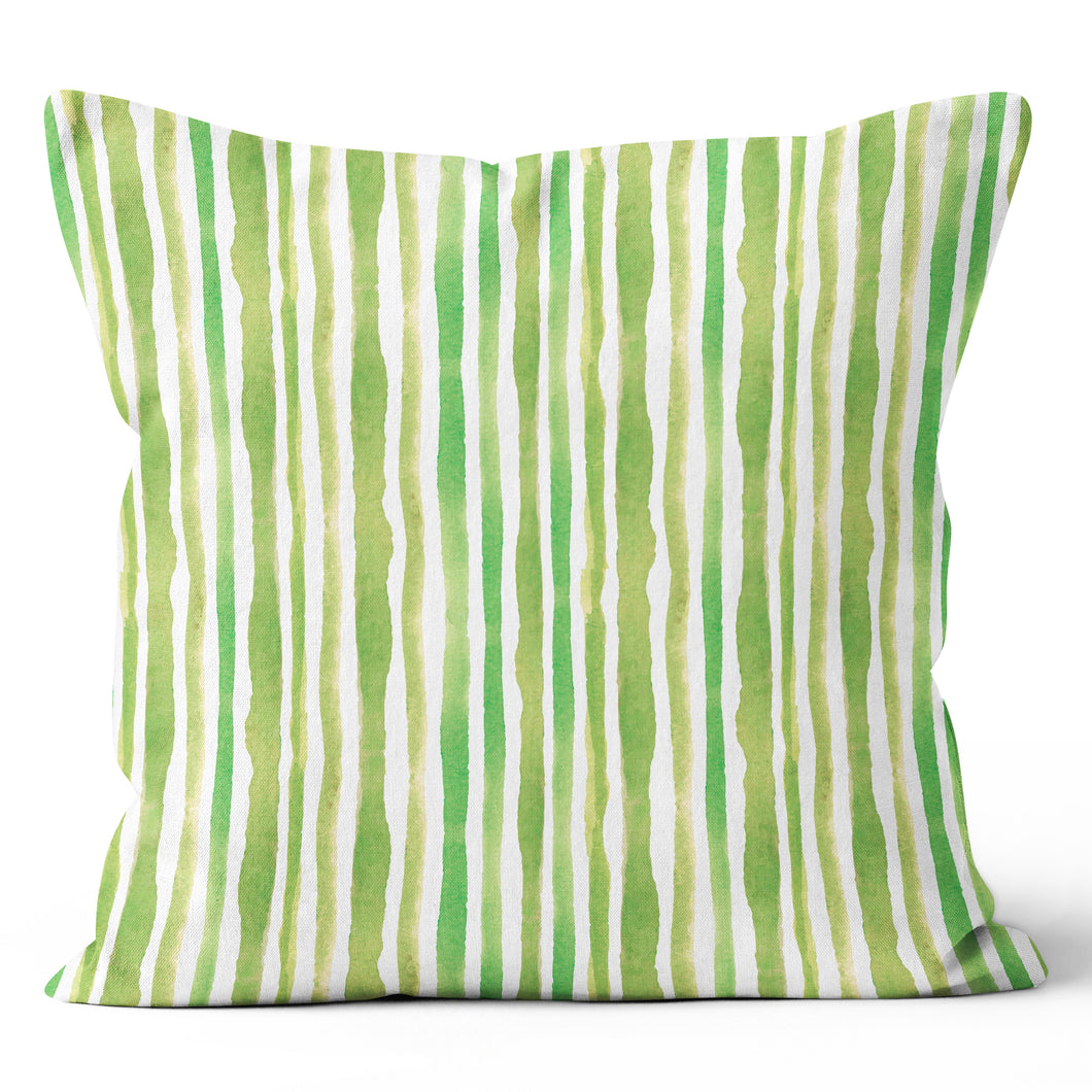 Green Distressed Stripe Pillow Cover