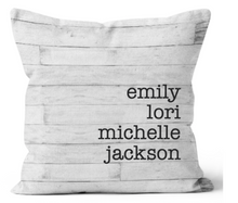 Load image into Gallery viewer, Shiplap and Black Font Personalized Throw Pillow 20x20, 18x18 and 12x20 
