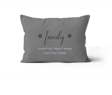 Load image into Gallery viewer, Grey Family Personalized Lumbar Pillow 12x20
