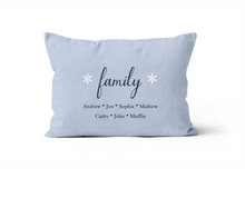 Load image into Gallery viewer, Blue Family Personalized Pillow 12x20
