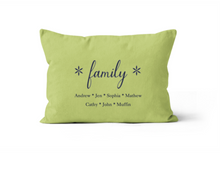 Load image into Gallery viewer, Green Family Personalized Custom Lumbar Pillow 12x20
