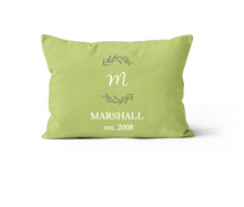 Load image into Gallery viewer, Green and White Monogram Personalized Throw Pillow 
