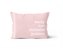Load image into Gallery viewer, Pink and White Everyone&#39;s Names, Personalized Custom Pillow 
