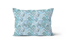 Load image into Gallery viewer, Blue Pyramid Stripe Lumbar Pillow 
